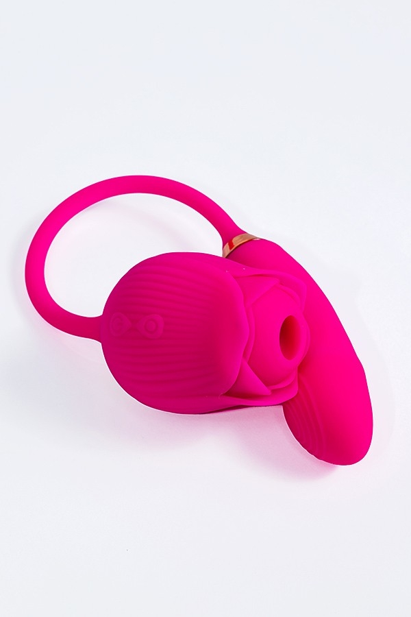 Wibrator Tulipan ciemny róż – masażer ssący i flapping